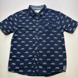 Paper Denim & Cloth Boys Car Print Shirt Size 7 Short Sleeve Navy Blue #0252